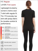 Naturwool Womens Merino Wool T-Shirt Crew Neck Tank Tops Tee Shirts - Wicking Anti-Odor - Image 3